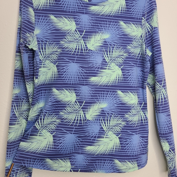 Hang Ten Rash Guard Long Sleeve Quick Dry Hawaiian Floral Blue Size Medium - Picture 6 of 13